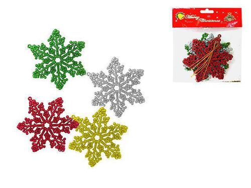 купить Новогодний декор Promstore 22987 Набор украшений елочных Снежинка 4шт, D11cm в Кишинёве 