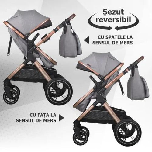 cumpără Сărucior pentru copii Coccolle Melora Moonlit Grey, 3in1 cu landou transformabil în Chișinău 