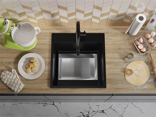 cumpără Chiuvetă bucătărie Primagran Riga 50 Black + accesorii 500x480 MY5KC în Chișinău 