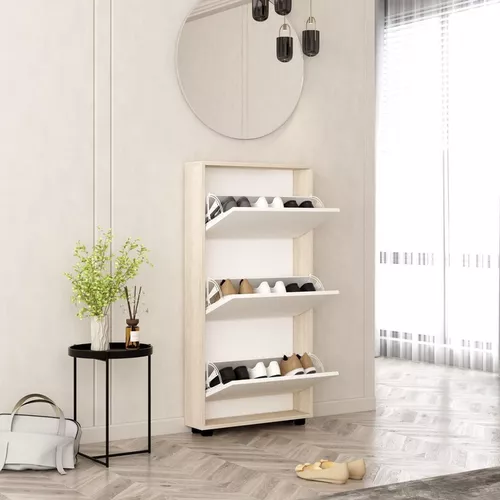 купить Полка для обуви Mobildor-Lux Leo Slim 70x16x125H cm Sonoma/White в Кишинёве 