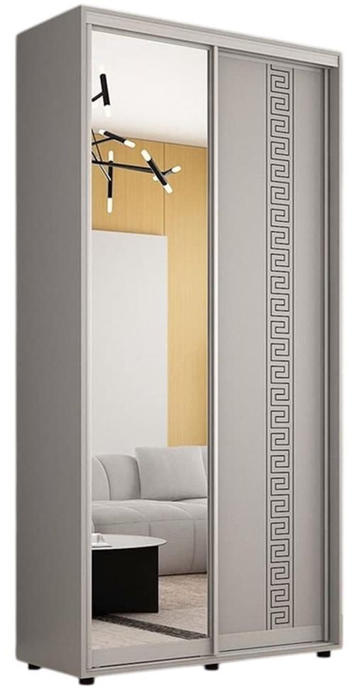 купить Шкаф Mobildor-Lux Compact uși glisante Oglindă + PAL cu ornament grecesc (110x45x220H cm) Grey в Кишинёве 