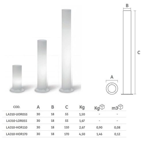 купить Уличный светильник столбик LYXO VERTIGO column H 55 cm with Led light outdoor - wire - metal base LA307-LOR055 (Уличный светильник столбик c базой из металла - проводной) в Кишинёве 