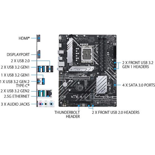 купить Материнская плата ASUS PRIME H670-PLUS D4 Intel H670, LGA1700, Dual DDR4 5066MHz, 2xPCIe 4.0 x16, PCI-E 3.0 x16, DP/HDMI, USB3.2 Type-C, NVMe RAID, SATA RAID, 3 x M.2 slots PCIe 4.0 x4, Intel Optane, SB 8-Ch., 2.5Gb Ethernet, AURA Sync в Кишинёве 