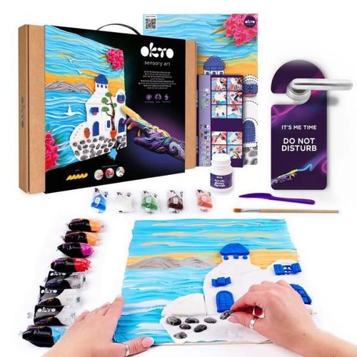 купить Набор для творчества Okto 10044 Tablou 3D cu plastilină ușoară 30x40сm, Santorini в Кишинёве 