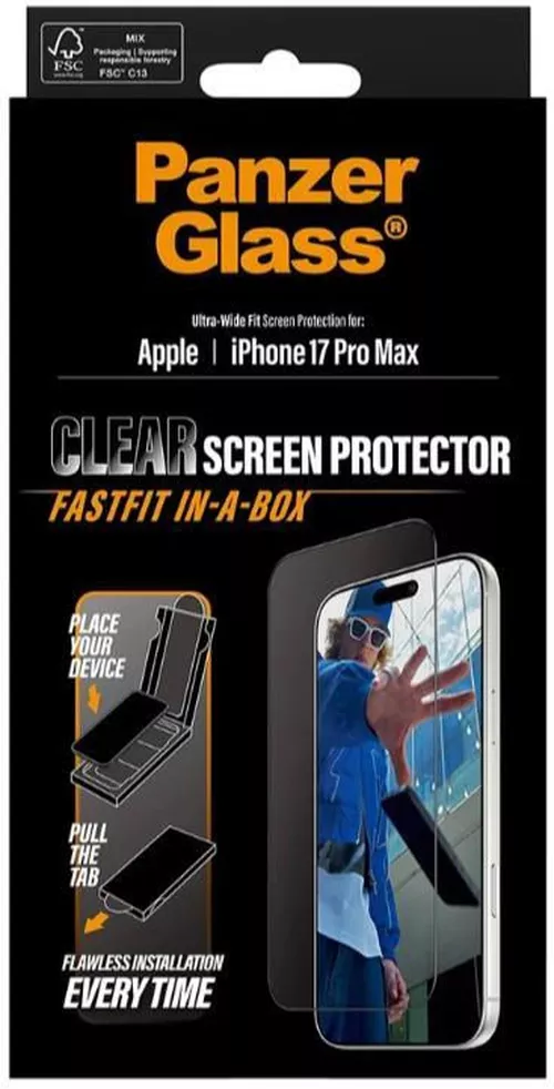 купить Стекло защитное для смартфона PanzerGlass iPhone 17 Pro Maxr Ultra-Wide Fit w. Fastfit IN-A-BOX (PG_PG49876) в Кишинёве 