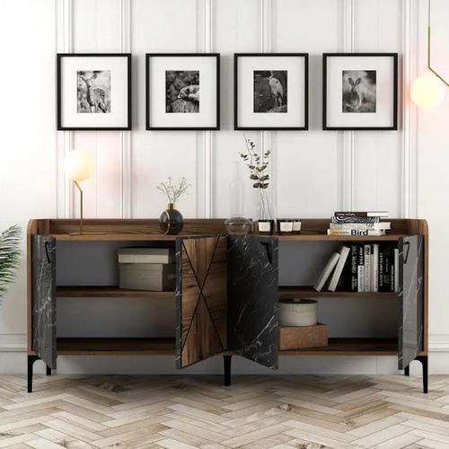 cumpără Casetieră Trendy Venedik, Nuc, Marmura Neagra 180x78x35cm în Chișinău 