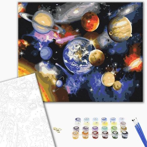 купить Картина по номерам BrushMe BS22268FC 40х50 сm (fără cutie) Parada planetelor в Кишинёве 