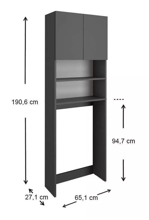 cumpără Dulap penal Nex Home Pentru masina de spalat, 2 usi, 65x27x190 cm, Antracit (12-03-08) în Chișinău 
