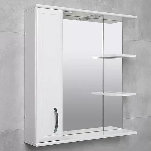 купить Зеркало для ванной Bayro Allure 800x750 левый белый мат в Кишинёве 