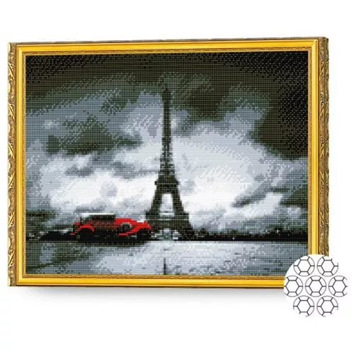 купить Картина по номерам Art Gallery GA82859 Mozaic cu diamante 40x50cm Paris gri si retromobil в Кишинёве 