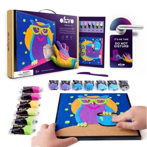 купить Набор для творчества Okto 20003 Pictură pe numere 3D cu plastilină aerată Air Clay 29x29сm: Bufniță в Кишинёве 