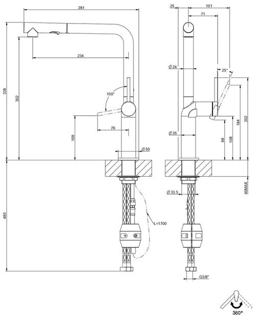 cumpără Bateria bucătărie Gessi 60311-031 Stelo Chrone în Chișinău 