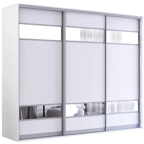 купить Шкаф Mobildor-Lux Раздвижные двери Fox из ДСП с зеркальными элементами (250x60x210 см, высота) Белый в Кишинёве 