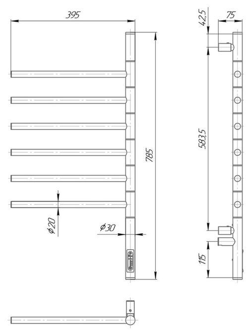 cumpără Uscător de prosoape Elna-Service Vertical-6, 780x395x75mm, alb în Chișinău 