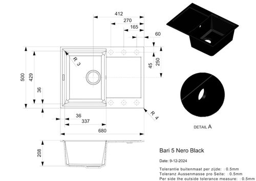 cumpără Chiuvetă bucătărie Reginox R40317 Bari 5 Nero Black în Chișinău 