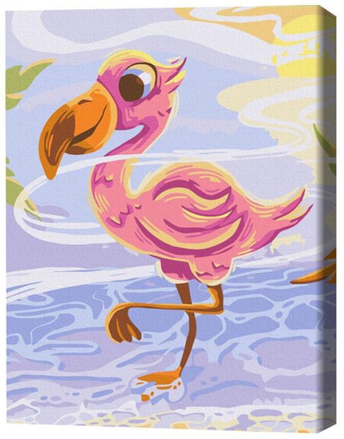 cumpără Tablou pe numere BrushMe KBS0143FC 30x40 сm (fără cutie) Flamingo drăguț în Chișinău 