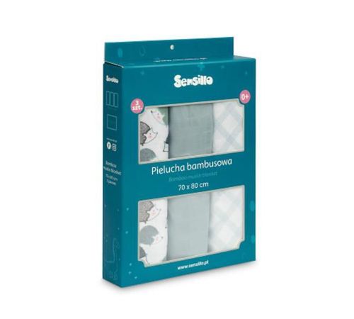 купить Аксессуар для пеленания Sensillo 0807 Набор пеленок 3шт Bamboo Hengehog 70x80 (0438) в Кишинёве 