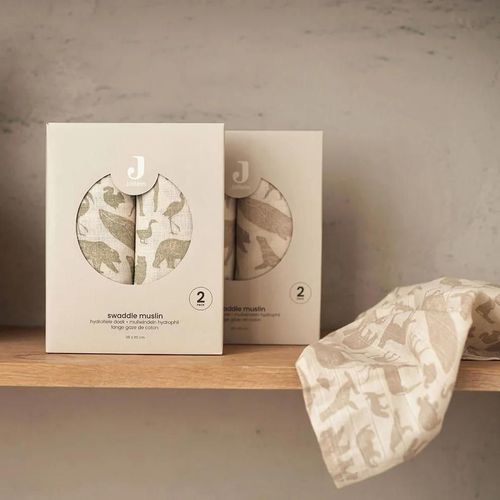 купить Аксессуар для пеленания Jollein 535-852-67043 Pelinci de muselina Animals Olive Green, 115x115cm, 2buc в Кишинёве 