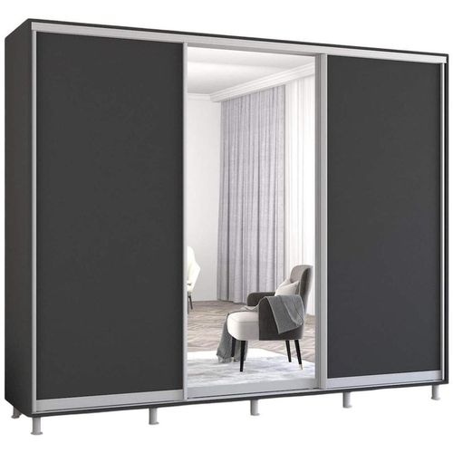 купить Шкаф Mobildor-Lux Aron uși glisante din oglindă și PAL (270x60x220H cm) Anthracite в Кишинёве 