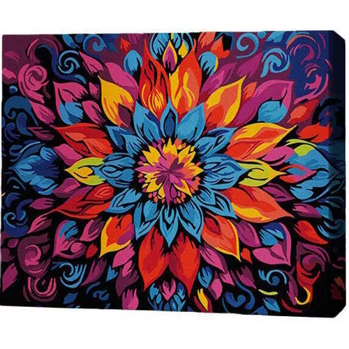 cumpără Tablou pe numere BrushMe RMGB022FC 30x40сm (pânză neagră/fără cutie) Mandala florală în Chișinău 
