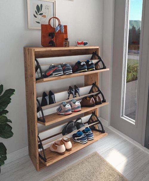 cumpără Raft pentru încălțăminte Nex Home Pantofar, 3 compartimente, 74x24x111 cm, Stejar (18-03-02) în Chișinău 