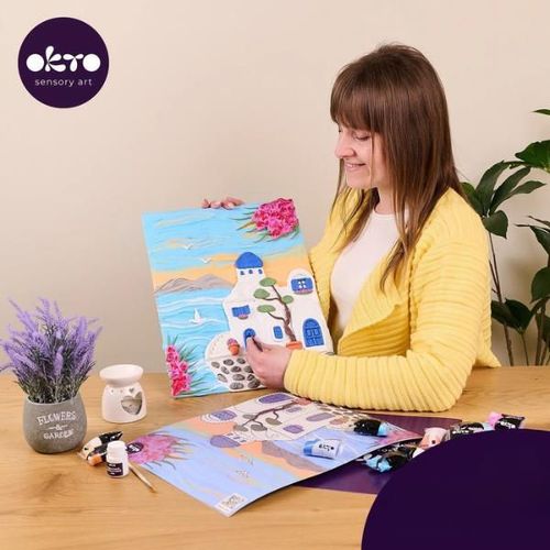 купить Набор для творчества Okto 10044 Tablou 3D cu plastilină ușoară 30x40сm, Santorini в Кишинёве 