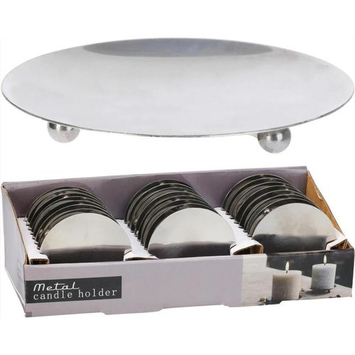 cumpără Lumânare H&S 42546 Подставка-тарелка для свечей на ножках D8 см, металл, серебряный în Chișinău 