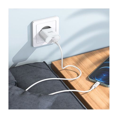 купить Зарядное устройство Hoco C94A Metro single port PD20W charger(EU) Type-C, white 762177 в Кишинёве 