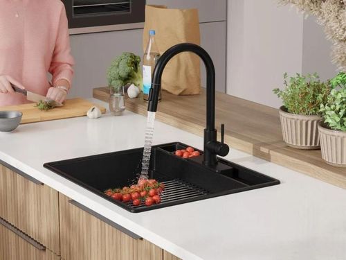 cumpără Chiuvetă bucătărie Primagran New York Multispace 60 Black + accesorii 580x530 MNAKC#N în Chișinău 