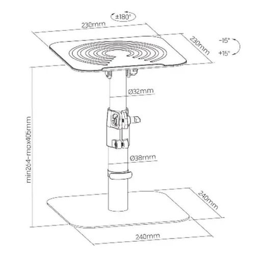 cumpără Suport pentru boxe Brateck BS-69T (2pcs set), Black în Chișinău 