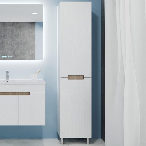 купить Шкаф-пенал Bayro Positano с корзиной 420x1900 правый, белый мат в Кишинёве 