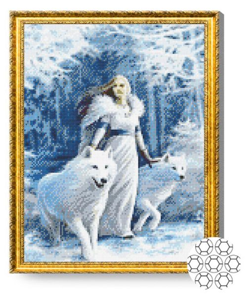 cumpără Tablou pe numere Art Gallery GA77164 Mozaic cu diamante 40x50cm Printesa iernii si lupii în Chișinău 