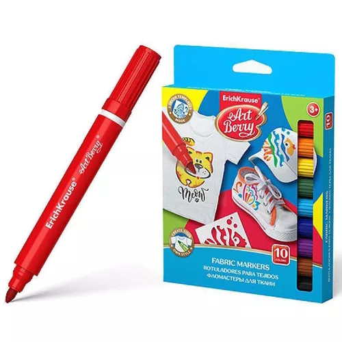 купить Набор для творчества Erich Krause 56326 Маркеры для ткани ArtBerry, 10 цветов с 3 шаблонами в Кишинёве 
