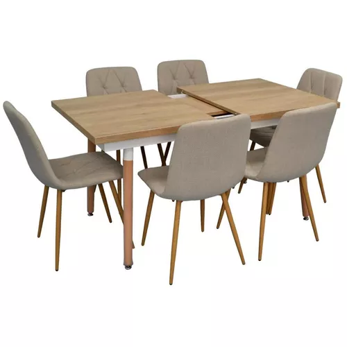 cumpără Set masă și scaune Evelin di Costacurta Стол DT-433-4WO + 6 стулья YTC-080Wo Light beige în Chișinău 