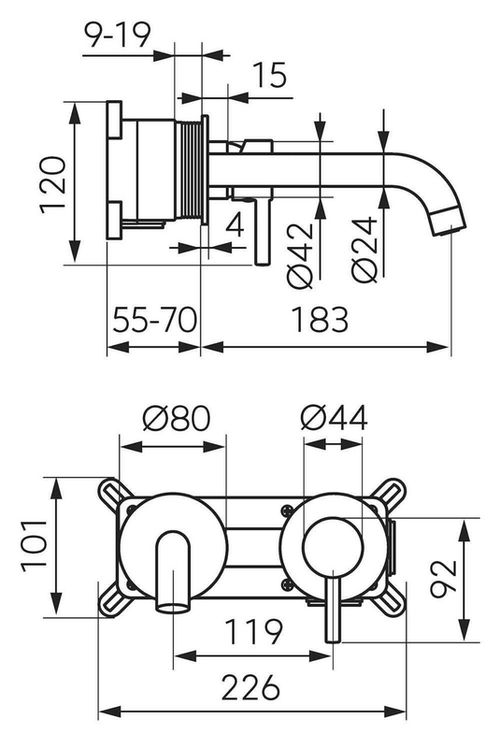 cumpără Baterie lavoar Ferro Ciriculus gun metal BCK3PAGM (lavoar incastrata) în Chișinău 