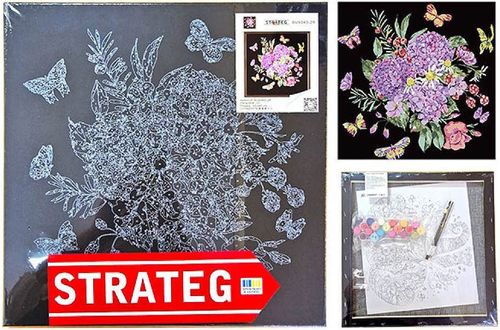 cumpără Tablou pe numere Strateg 57219 Compozitie colorata 40x40cm (fundal negru) în Chișinău 