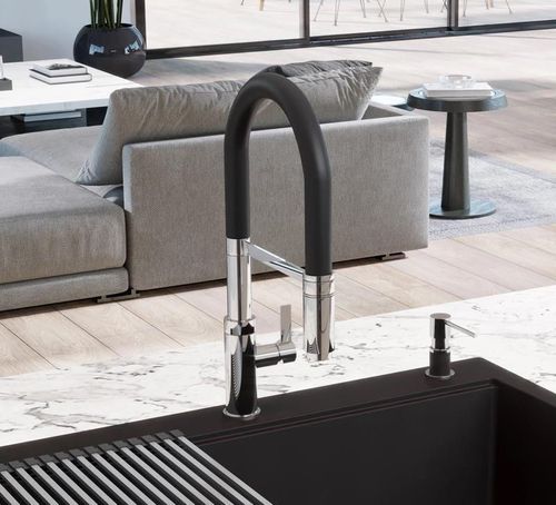 купить Смеситель кухонный Helika-AquaSanita 7003-G COLOS Gold+black silicon hose в Кишинёве 