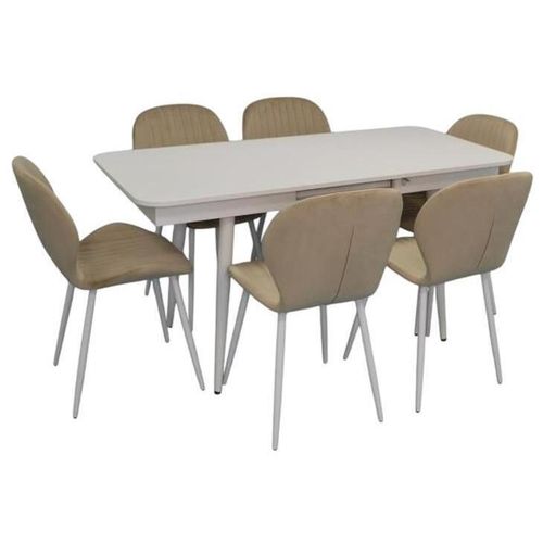 cumpără Set masă și scaune Evelin di Costacurta стол DT-431-1R Wh + 6 стульев YTC-064Wh Light beige în Chișinău 