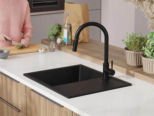 cumpără Chiuvetă bucătărie Primagran Ibiza 620-45 Black metallic + accesorii 500x620 MI6KM în Chișinău 