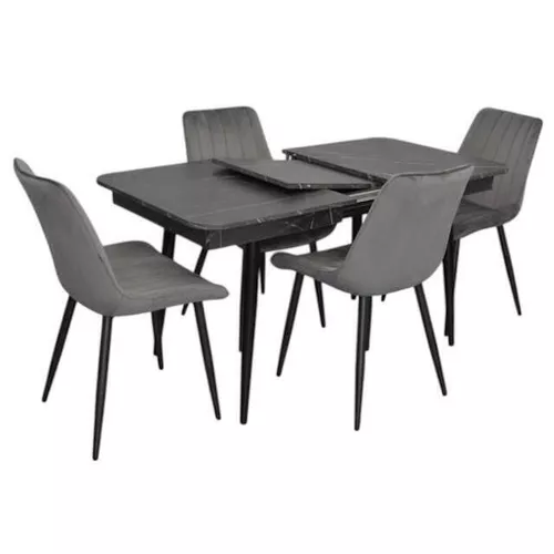 купить Комплект стол и стулья Evelin di Costacurta cтол DT-431-3R B + 4 стула YTC-055B Bluvel-14 (Dark grey) в Кишинёве 