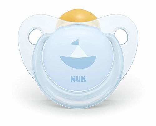 Suzeta NUK latex Baby Blue in cutie (0-6 luni) 