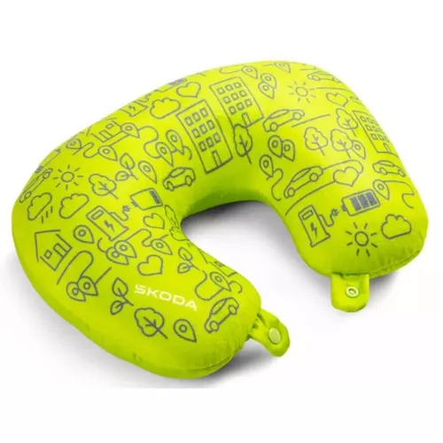 cumpără Pernă turistică Skoda 6U0069620B Подушка дорожная детская 2 в 1 (Mamba Green) în Chișinău 