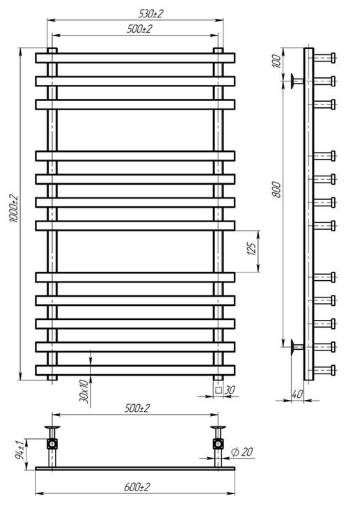купить Полотенцесушитель miscellaneous Omega 500x1000 Anthracite (57974) в Кишинёве 