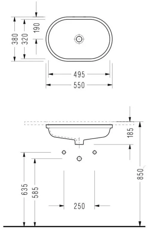 купить Раковина Serel Aldo 550x380x185 овальный, под столешницу в Кишинёве 