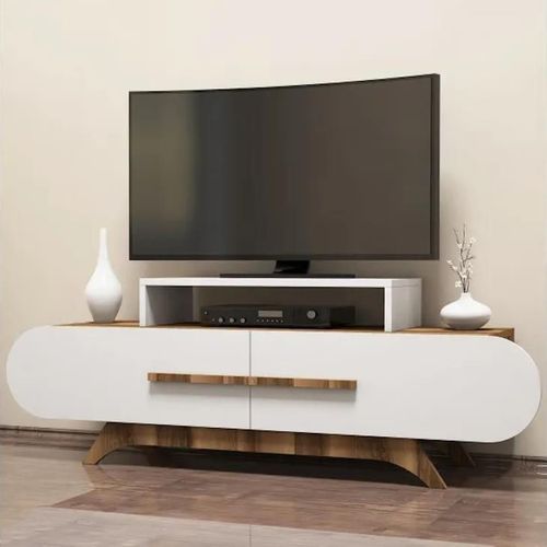 купить Тумба напольная для TV Trendy Trandafir, Nuc, Alb 145x49x36cm в Кишинёве 