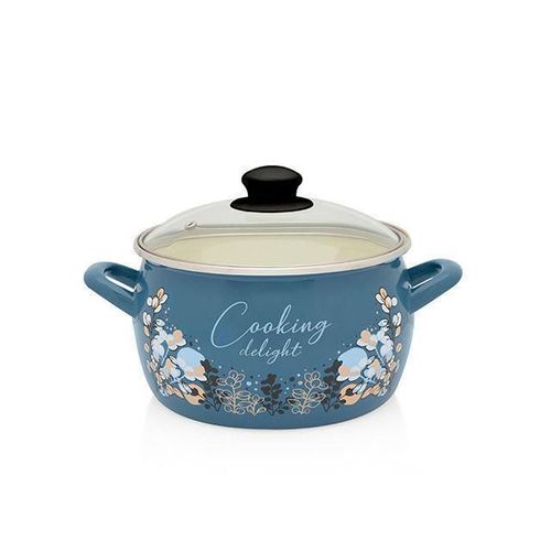 cumpără Cratiță Metalac 51689 эмалированная Blue 24cm, 7.5l, крышка стекло în Chișinău 