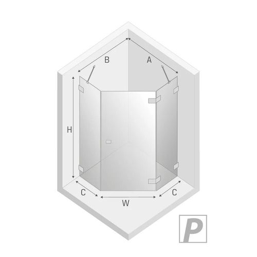 cumpără Cabină de duș New Trendy Avexa Gold Brushed Pentagonal R 90x90x200 Hinged EXK-3854 în Chișinău 