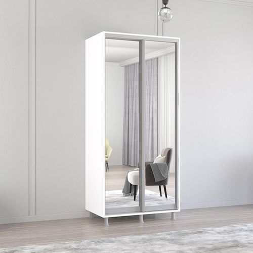 cumpără Dulap Mobildor-Lux Aron uși glisante din oglinzi (170x60x240H cm) Alb brilliant în Chișinău 