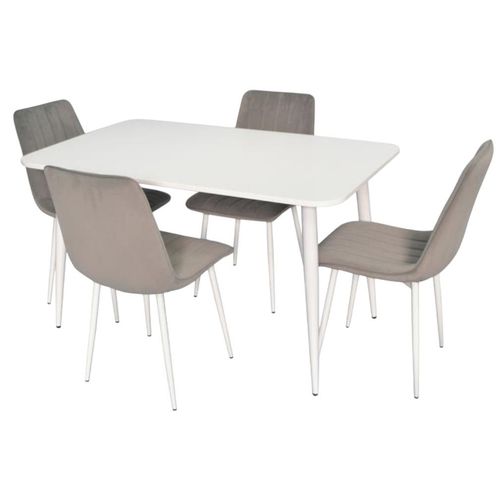 купить Комплект стол и стулья Evelin di Costacurta стол DT-405-4WH + 4 стула XR-154Wh Light Grey52 (velur) в Кишинёве 
