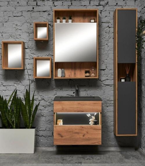 cumpără Dulap pentru lavoar Montebella Set 55.02 650*480 SPIRIT LED Lemur în Chișinău 